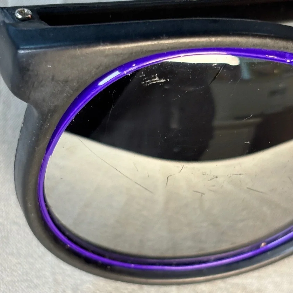 Vintage 80s Bugle Boy Sunglasses * frames only Black Purple Round  Taiwan
